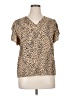 Shein 100% Polyester Animal Print Tan Short Sleeve Blouse Size XL - photo 1