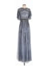 Mac Duggal 100% Polyester Silver Blue Cocktail Dress Size 8 - photo 1