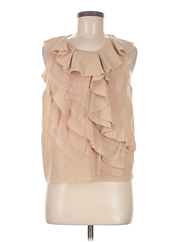 Pre-owned J.crew Collection Sleeveless Blouse In Brown