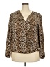 Catherine Malandrino 100% Polyester Animal Print Brown Long Sleeve Blouse Size 2X - photo 1