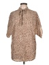 Shein 100% Polyester Animal Print Brown 3/4 Sleeve Blouse Size L - photo 1