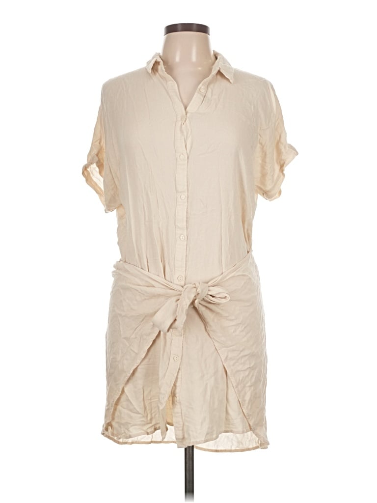 Pre-owned Lush Short Sleeve Blouse In Brown