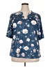 Unbranded Floral Blue Short Sleeve Blouse Size 2X - photo 1