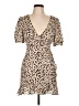 Sweet Pot 100% Polyester Animal Print Tan Cocktail Dress Size 10 - photo 1