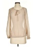 Ella Moss Tan Long Sleeve Silk Top Size XS - photo 1