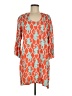 Unbranded Print Orange Casual Dress Size L (estimated) - photo 1