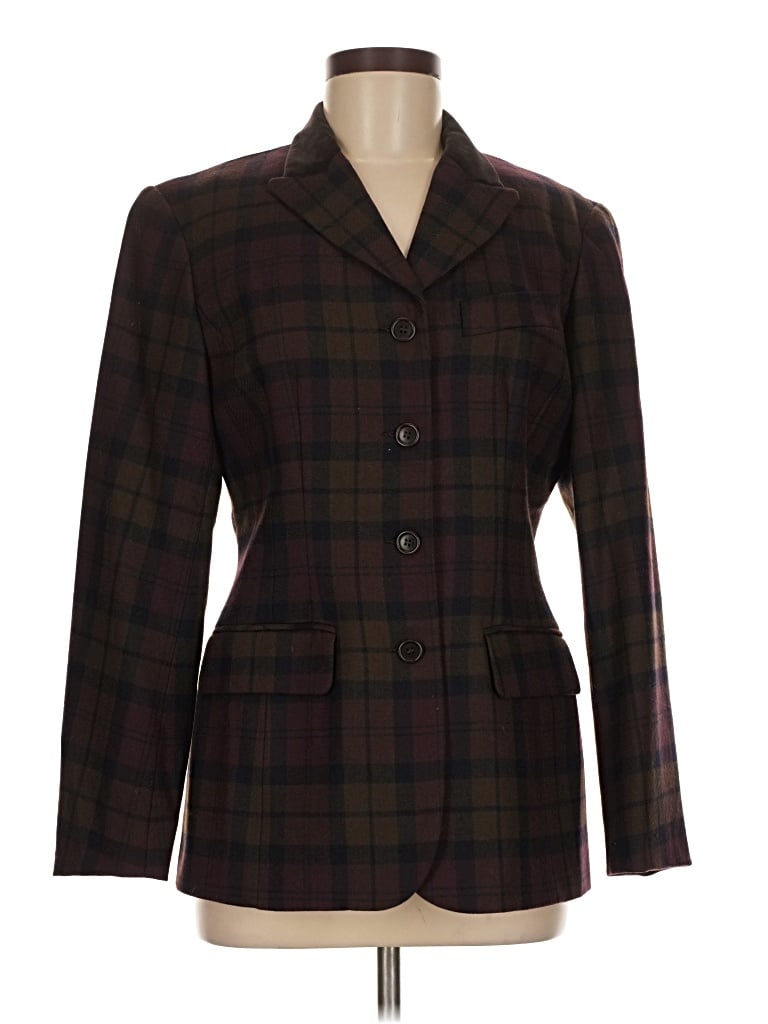 Pre-owned Finity Wool Blazer Jacket In Burgundy