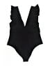 Unbranded Solid Black One Piece Swimsuit Size S - photo 2