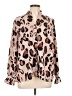 ELOQUII 100% Polyester Animal Print Brown Long Sleeve Blouse Size 14 - photo 1