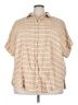 Torrid 100% Cotton Stripes Tan Short Sleeve Blouse Size 4X Plus (4) - photo 1