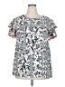 Haptics Silver White Short Sleeve Blouse Size 2X - photo 1