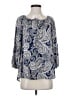 Fred David 100% Rayon Paisley Blue 3/4 Sleeve Blouse Size S - photo 1