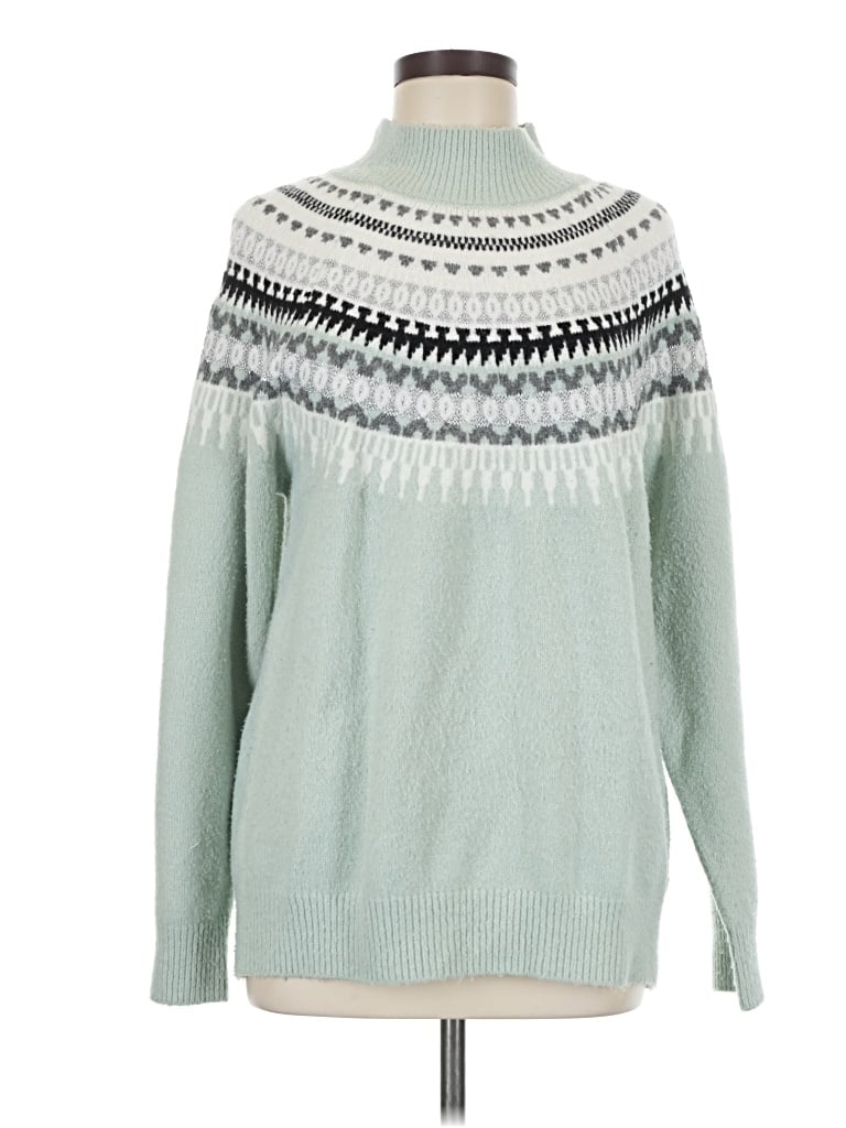 Pre-owned Just Fab Pullover Sweater In Green