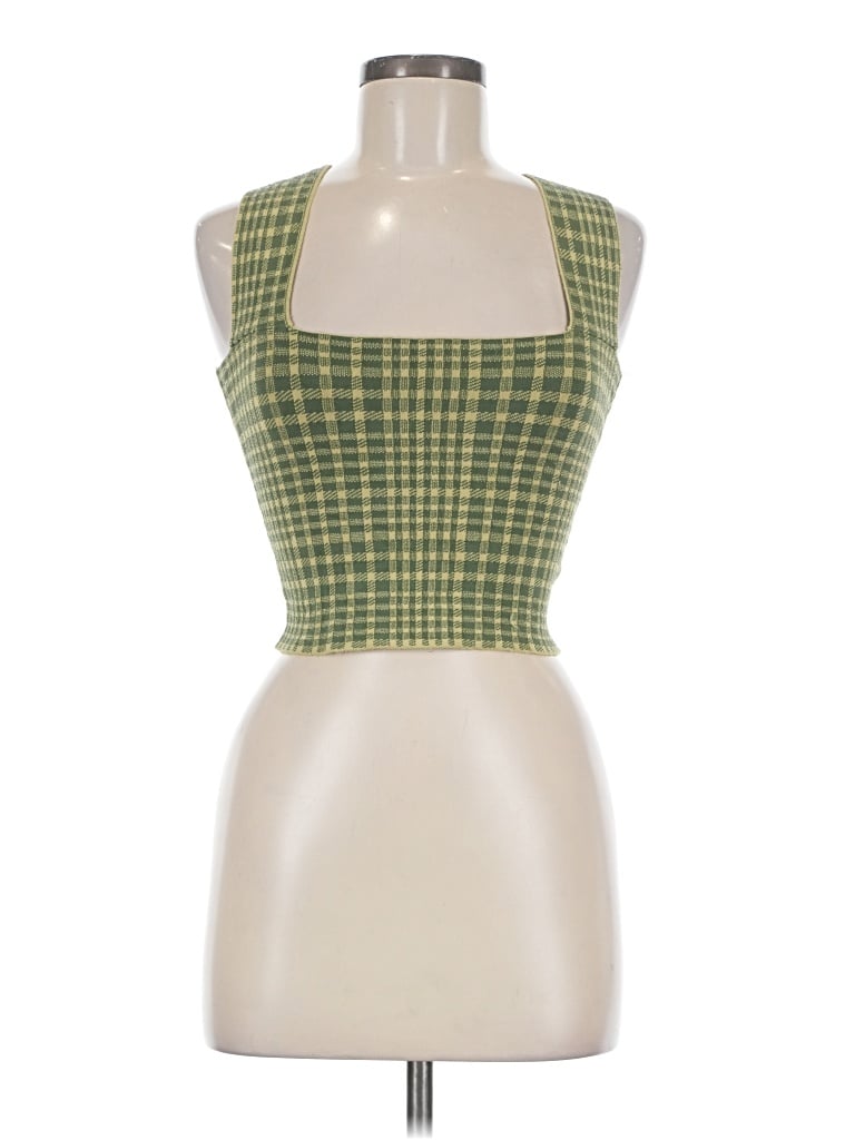 Pre-owned Listicle Sleeveless Top Green Square Neckline Tops