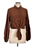 Guess Brown Long Sleeve Blouse Size L - photo 1