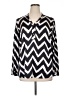 Chico's Chevron-herringbone Silver Long Sleeve Blouse Size L - photo 1