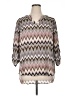 Cato Chevron-herringbone Brown 3/4 Sleeve Blouse Size 14 - 16 - photo 1