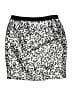 W by Worth 100% Polyester Stars Silver Casual Skirt Size 4 - photo 1