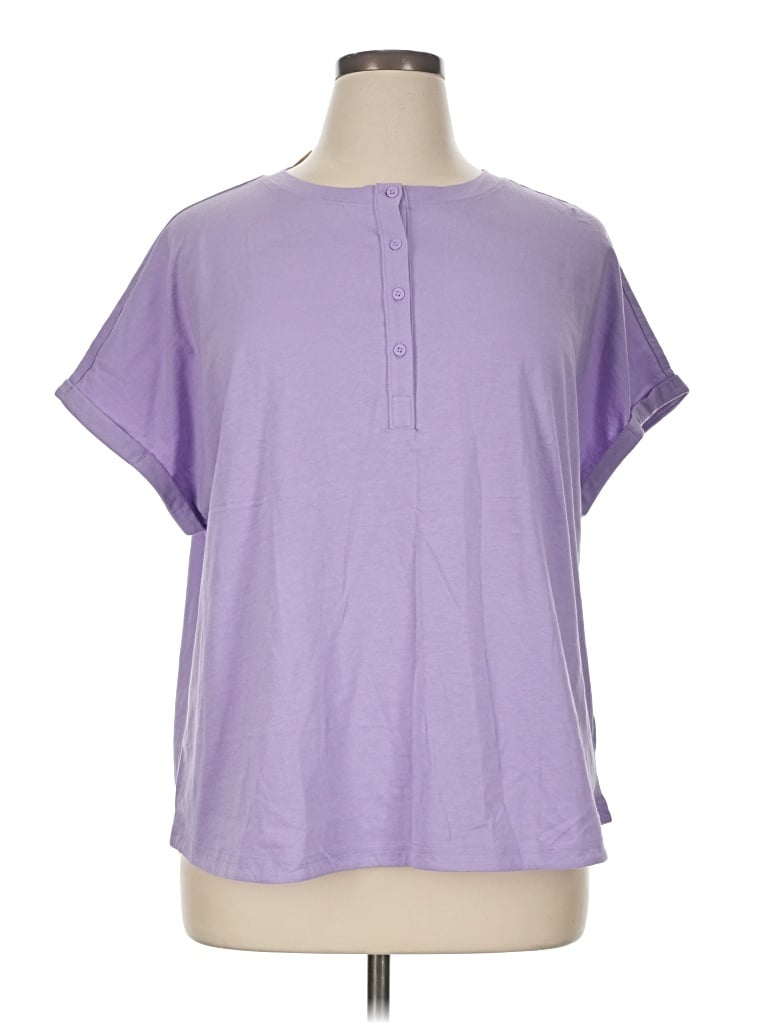 Duluth Trading Co. Short Sleeve Blouse In Purple