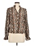 Shein 100% Polyester Animal Print Brown Long Sleeve Blouse Size 6 - photo 1