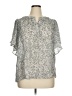 Chaps 100% Polyester Animal Print Silver Short Sleeve Blouse Size XL - photo 1