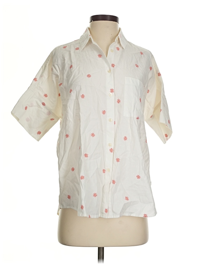 Pre-owned Madewell Short Sleeve Blouse In White