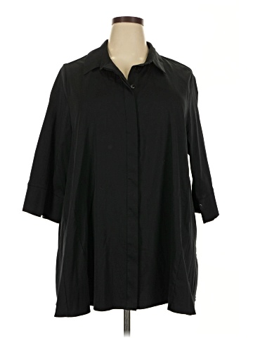 Ulla Popken 3/4 Sleeve Button-Down Shirt (view 1)