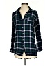 Very J 100% Rayon Plaid Green Long Sleeve Button-Down Shirt Size S - photo 1
