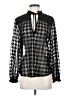 Zara 100% Polyester Houndstooth Black Long Sleeve Blouse Size S - photo 1