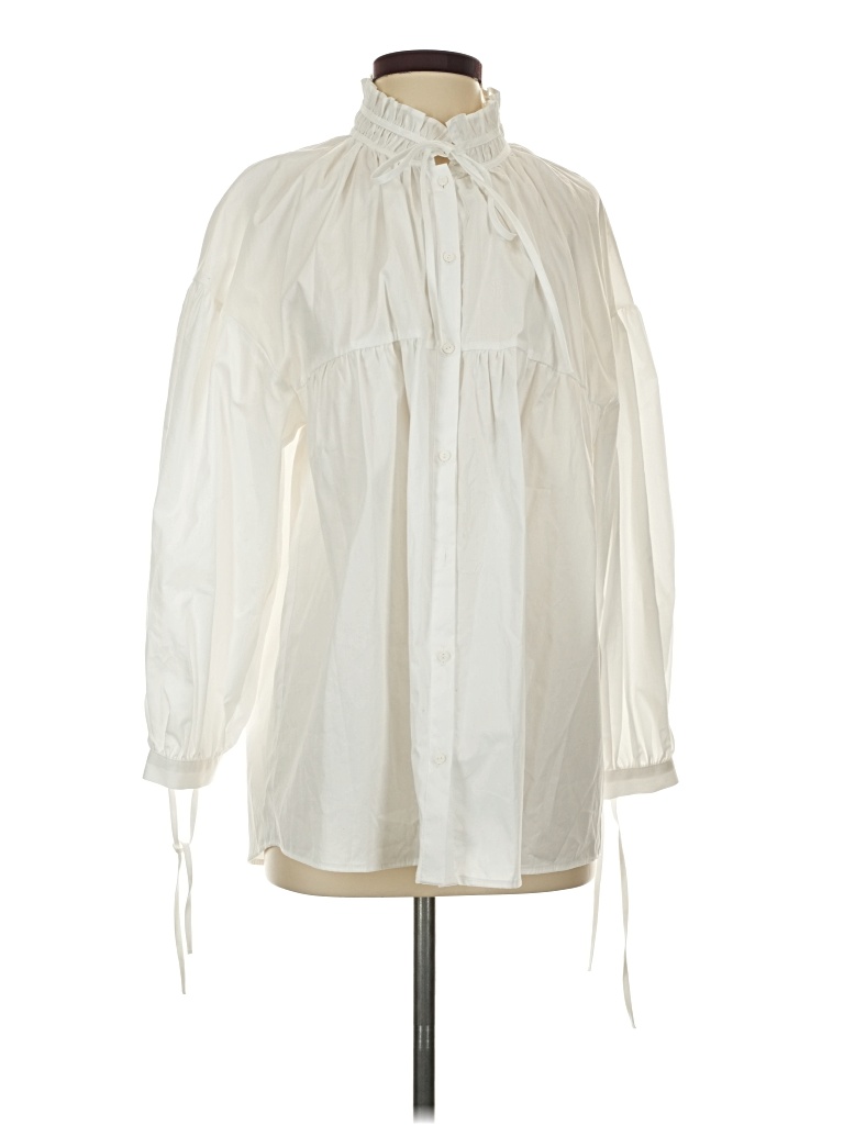 Pre-owned Zara Long Sleeve Blouse In White