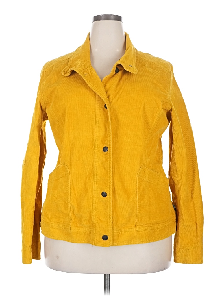 Pre-owned Eddie Bauer Long Sleeve Top Yellow Collared Neckline Tops