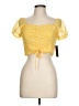 No Boundaries 100% Polyester Yellow Short Sleeve Blouse Size L - photo 1