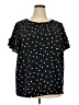 Lane Bryant 100% Polyester Polka Dots Black Short Sleeve Blouse Size 20 - photo 1