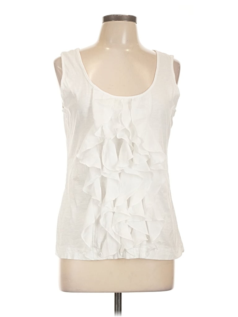 Pre-owned Grace Elements Sleeveless Blouse In White