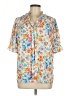 Pleione 100% Polyester Floral White Short Sleeve Blouse Size L - photo 1