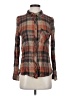 Be Cool 100% Rayon Plaid Brown Long Sleeve Button-Down Shirt Size S - photo 1
