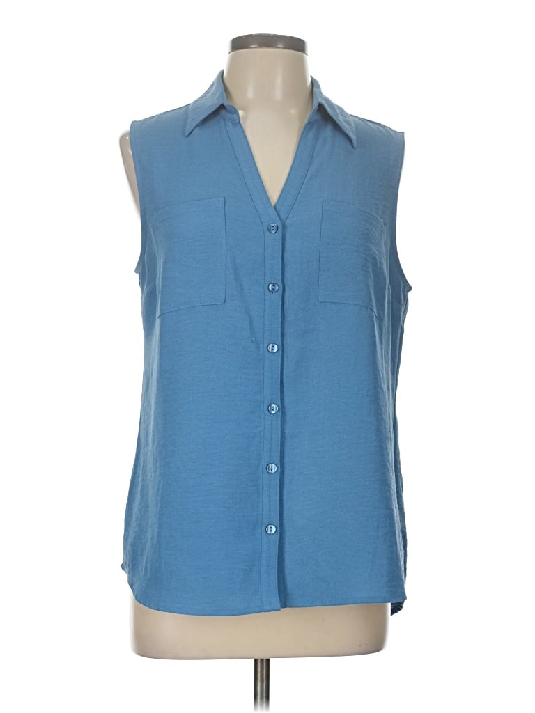 Pre-owned Fortune + Ivy Sleeveless Blouse In Blue