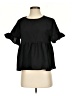 Shein 100% Cotton Black Short Sleeve Blouse Size S - photo 1