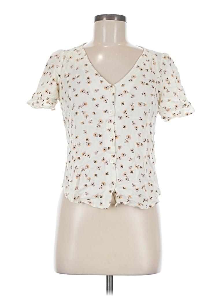Pre-owned Elodie Short Sleeve Blouse In White