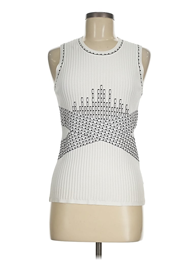Pre-owned Carlisle Sleeveless Top Silver Halter Neckline Tops