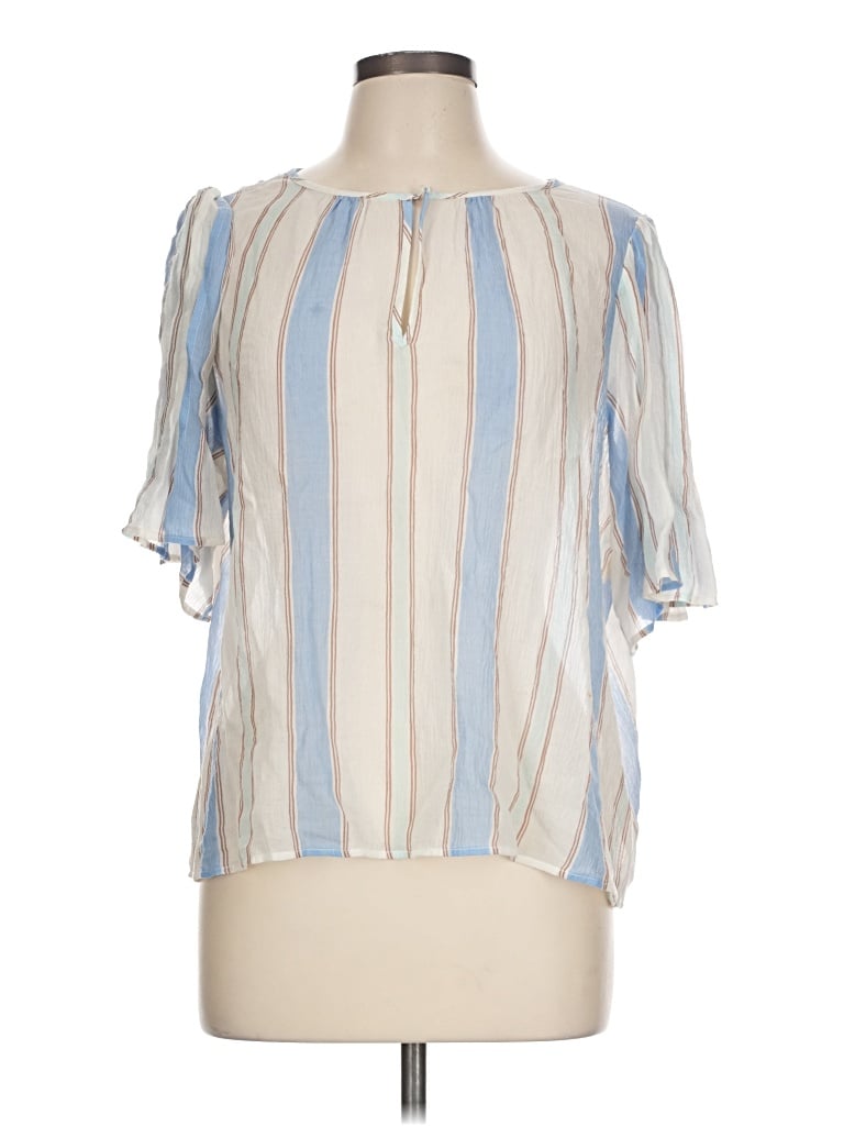 Pre-owned Ann Taylor Loft Short Sleeve Blouse In Blue