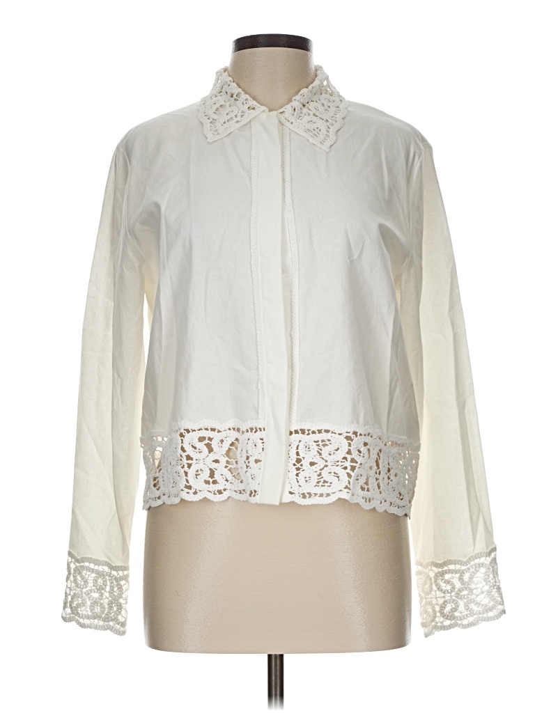 Pre-owned Zara Long Sleeve Blouse In White