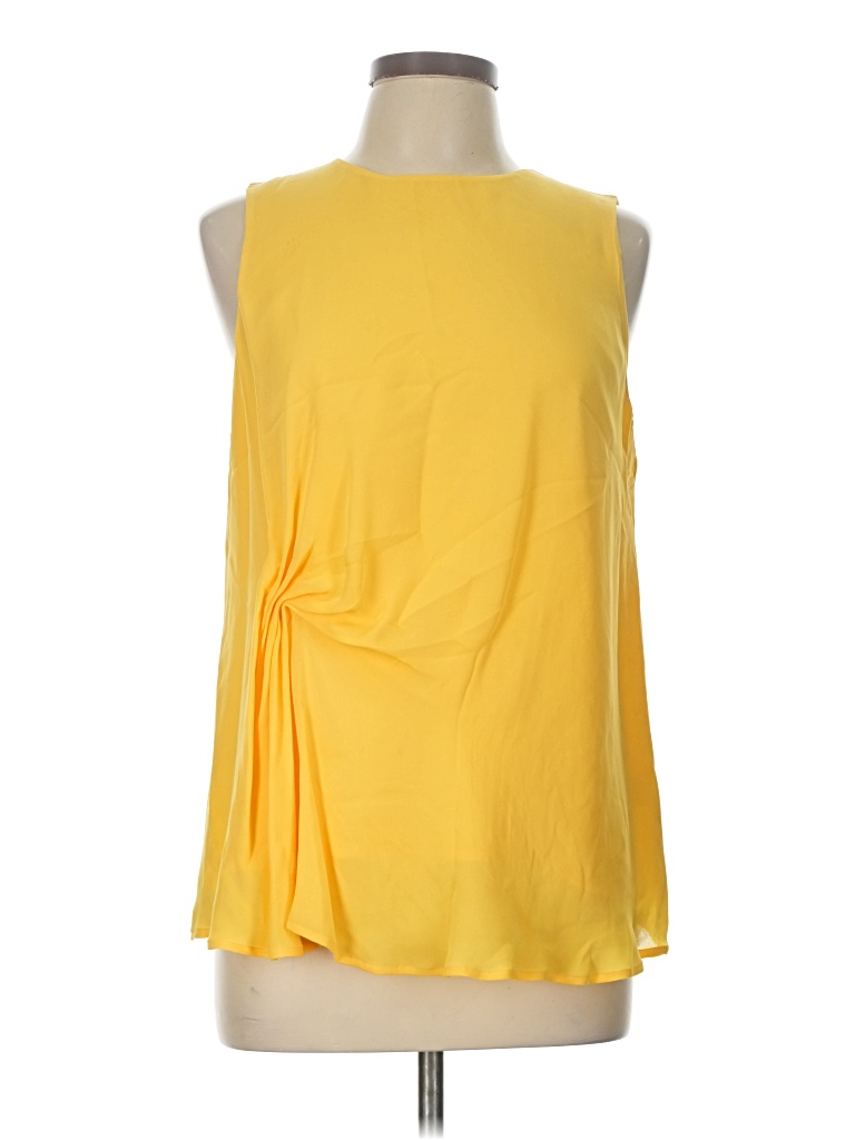 Pre-owned Antonio Melani Sleeveless Silk Top Yellow Halter Neckline Tops