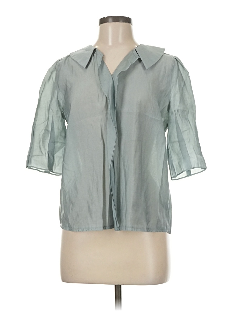 Pre-owned Assorted Brands Short Sleeve Blouse In Gray