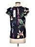 Parker 100% Polyester Black Blue Short Sleeve Blouse Size S - photo 2