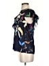 Parker 100% Polyester Black Blue Short Sleeve Blouse Size S - photo 5