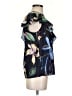 Parker 100% Polyester Black Blue Short Sleeve Blouse Size S - photo 4