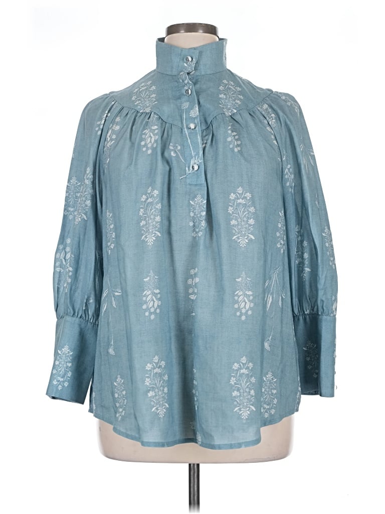 Pre-owned Tuckernuck 3/4 Sleeve Blouse In Blue