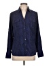 Express Design Studio Animal Print Blue 3/4 Sleeve Button-Down Shirt Size L - photo 1