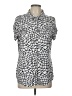 BCBGMAXAZRIA Animal Print Silver White Short Sleeve Blouse Size L - photo 1